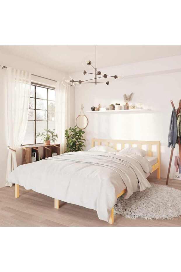 810092 Bed Frame without Mattress Solid Wood 160x200 cm