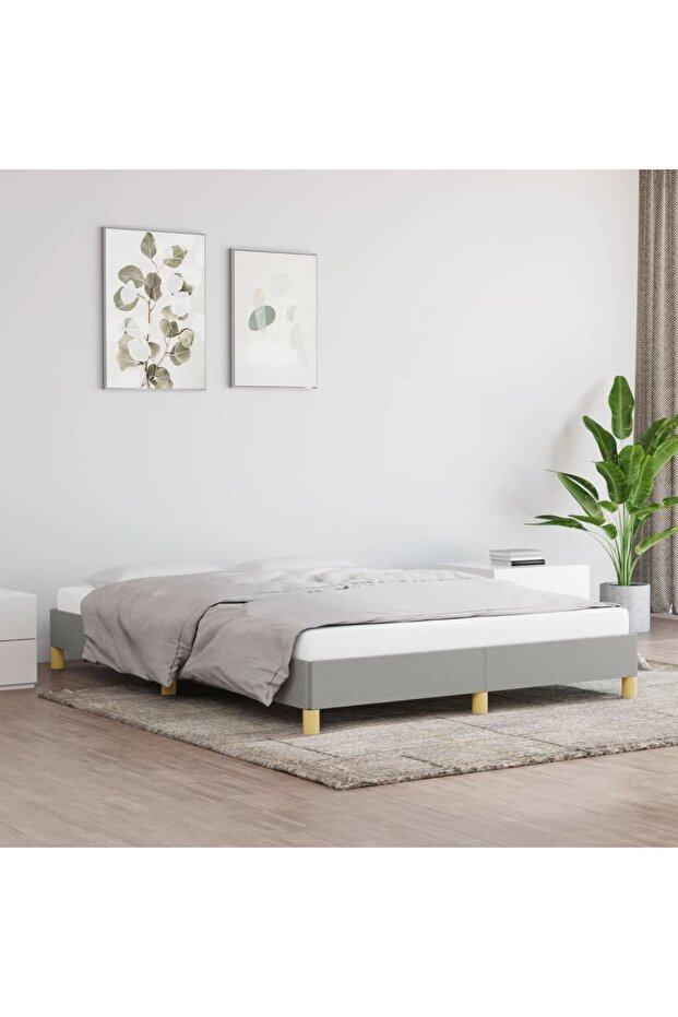 Bed Frame without Mattress Light Grey 160x200 cm Fabric