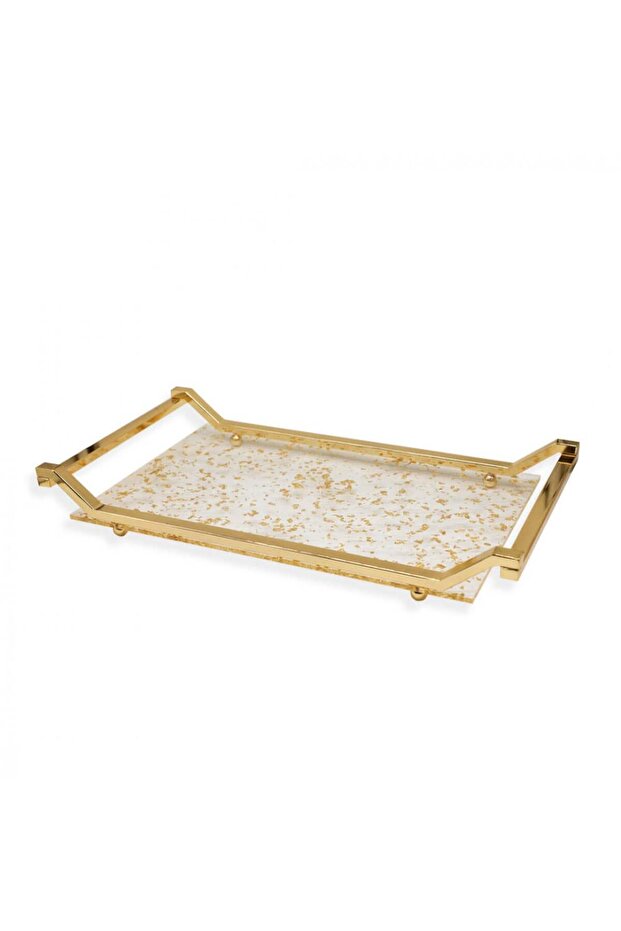 Rectangular Acrylic Serving Tray with Gold Edges - 2