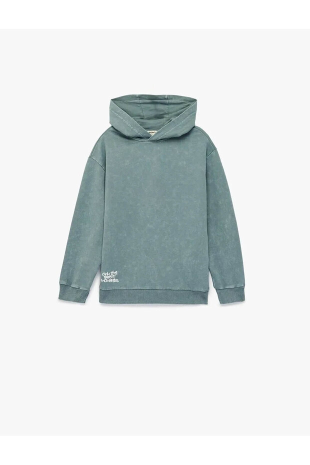 Cotton Oversized Hooded Blue Boy's Sweatshirt 6Wkb10300Tk
