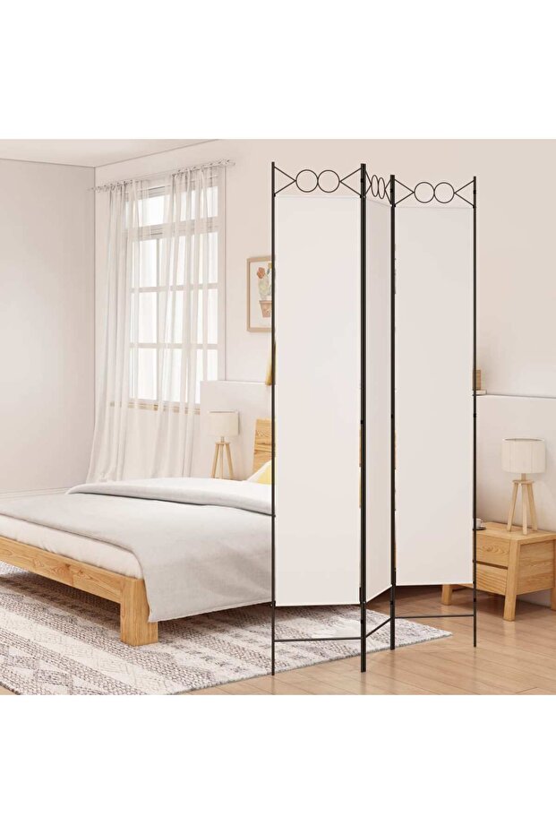 3-Panel Room Divider White 120x220 cm Fabric