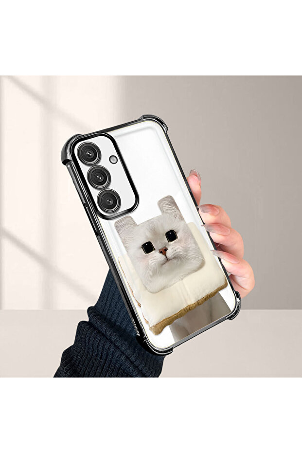 Samsung Galaxy S24 Compatible Transparent Silicone Flutter Protective Case with Cat Pattern - 4