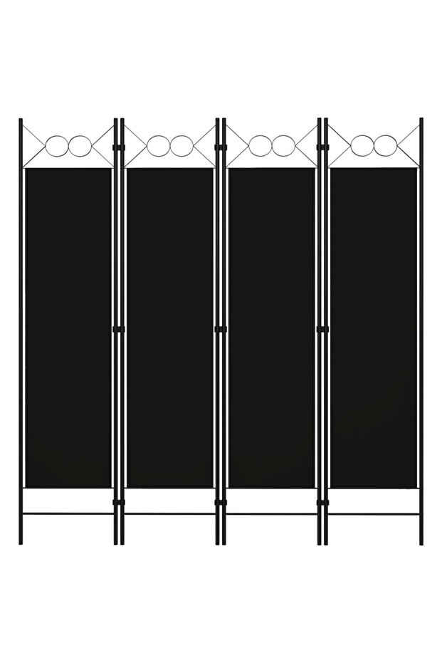 4-Panel Room Divider Black 160x180 cm