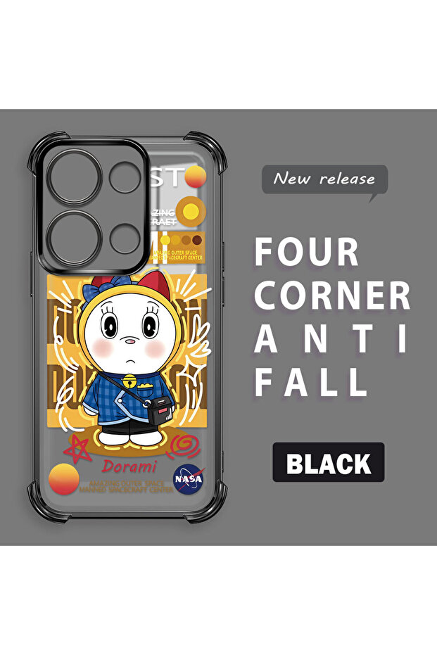 Redmi Note 13 Pro 4g Compatible Transparent Silicone Flutter Protective Case Doraemon - 1