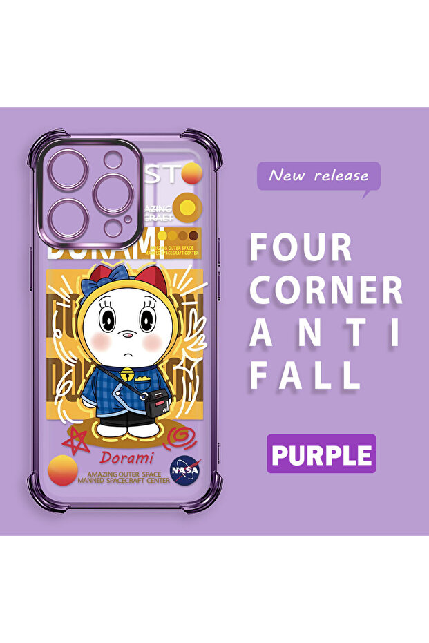 iPhone 14 Pro Compatible Transparent Silicone Flutter Protective Case Doraemon - 1