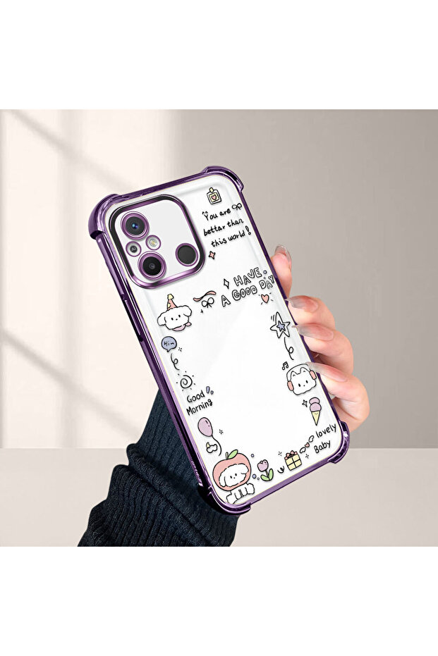 Redmi 12C Compatible Transparent Silicone Flutter Protective Case Creative Pattern - 4