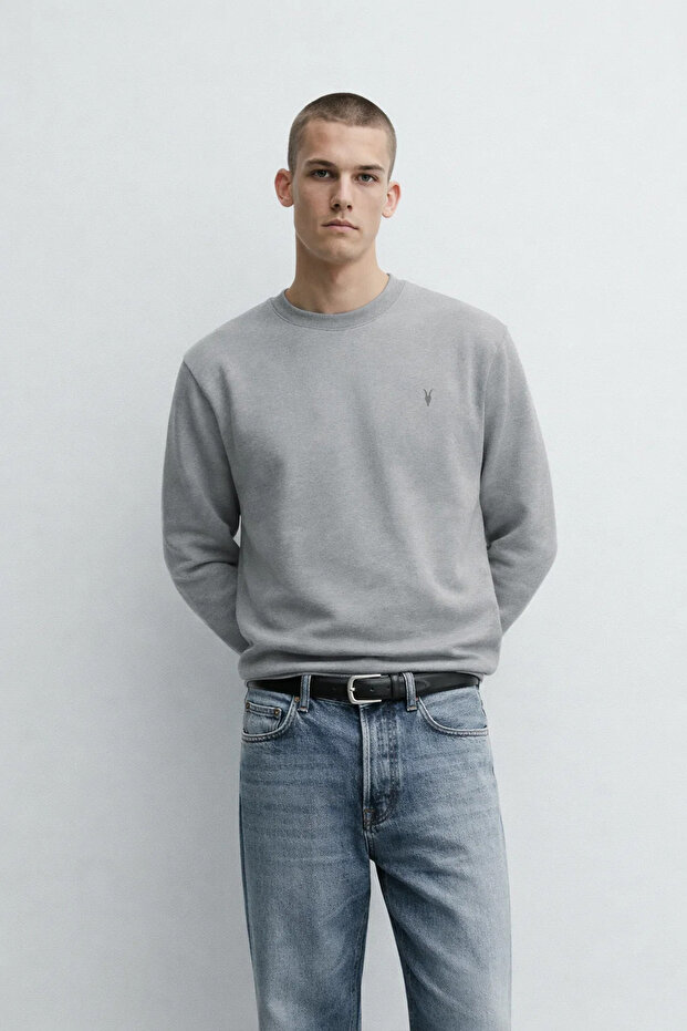 Men's Crew Neck Basic Gray Sweatshirt - 1
