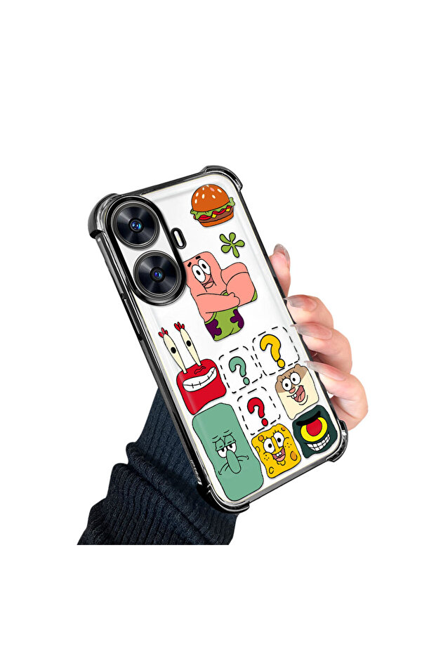 حافظة حماية من السيليكون الشفاف المتوافقة مع هاتف Realme C55، سبونج بوب - 2