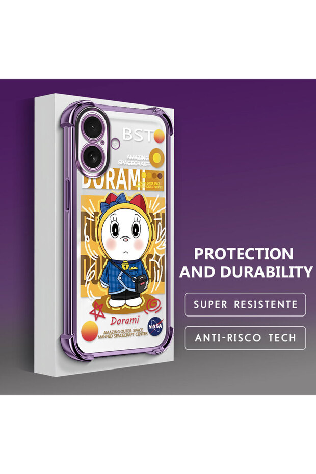 غطاء حماية شفاف من السيليكون متوافق مع آيفون 16 بتصميم دورايمون - 3