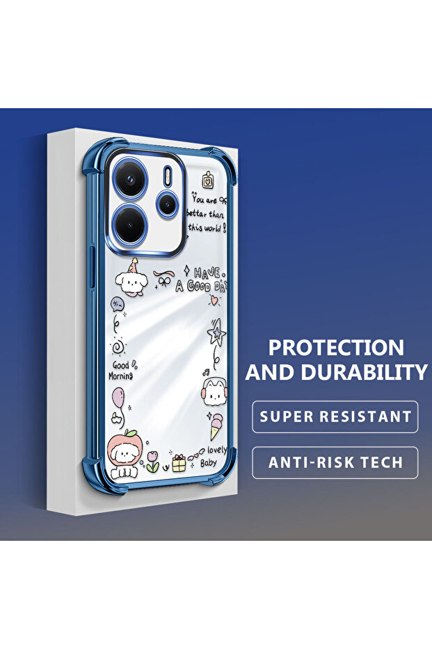 حافظة حماية من السيليكون الشفاف المتوافقة مع Redmi Note 14 بنمط إبداعي - 4