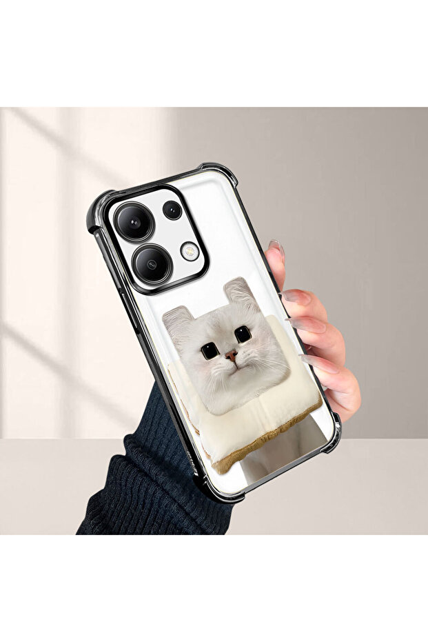 Redmi Note 13 Compatible Transparent Silicone Flutter Protective Case with Cat Pattern - 5