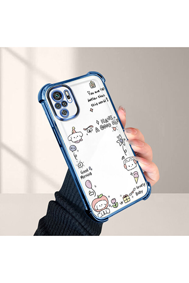 Redmi Note 10 Compatible Transparent Silicone Flutter Protective Case Creative Pattern - 5