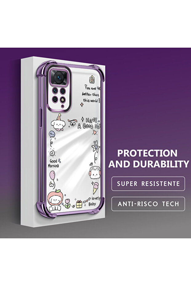 حافظة حماية من السيليكون الشفاف المتوافقة مع Redmi Note 11 Pro، نمط إبداعي - 3