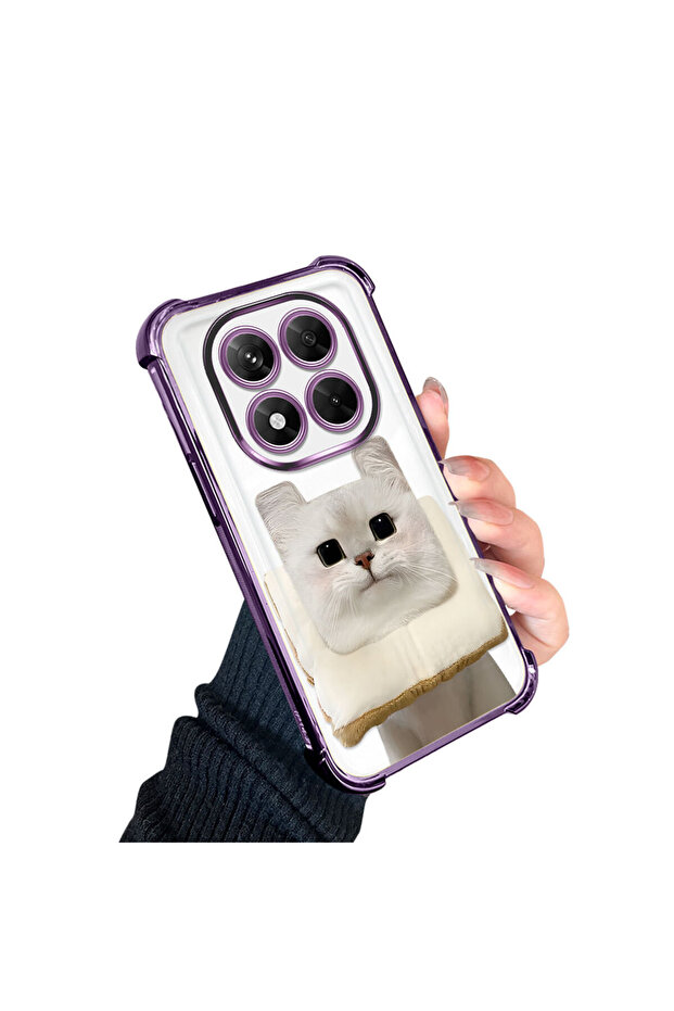 Redmi Note 14 Pro 4g Compatible Transparent Silicone Flutter Protective Case with Cat Pattern - 2