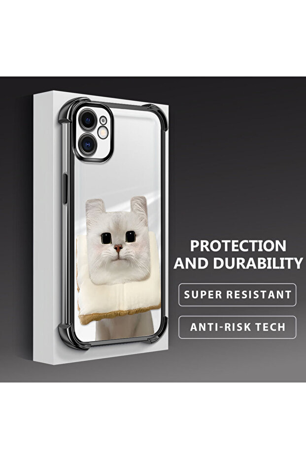 iPhone 11 Compatible Transparent Silicone Flutter Protective Case with Cat Pattern - 4