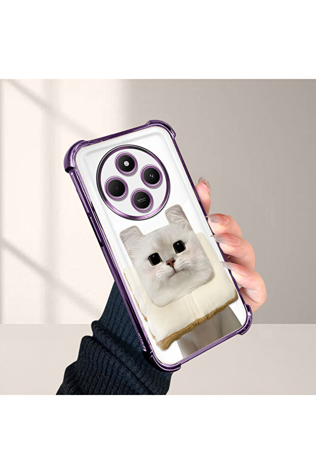 حافظة حماية من السيليكون الشفاف المتوافقة مع Redmi 14C بنمط القطط - 4