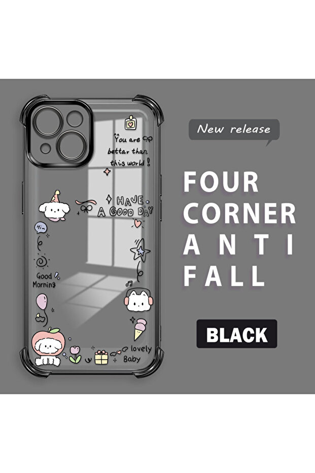 iPhone 15 Compatible Transparent Silicone Flutter Protective Case Creative Pattern - 1