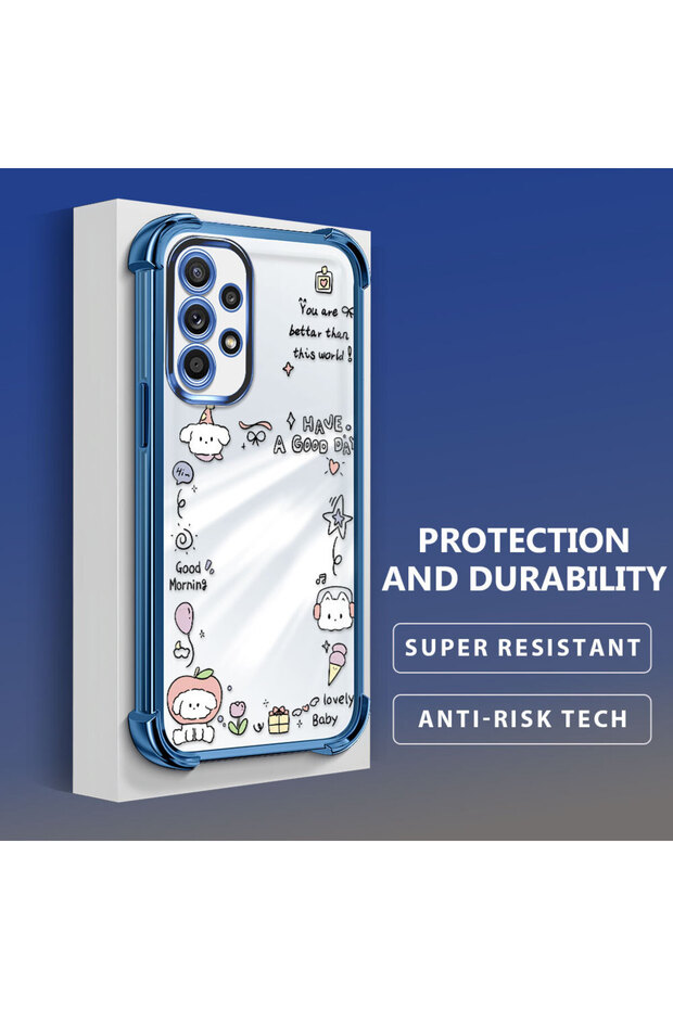 Samsung Galaxy A52 Compatible Transparent Silicone Flutter Protective Case Creative Pattern - 3