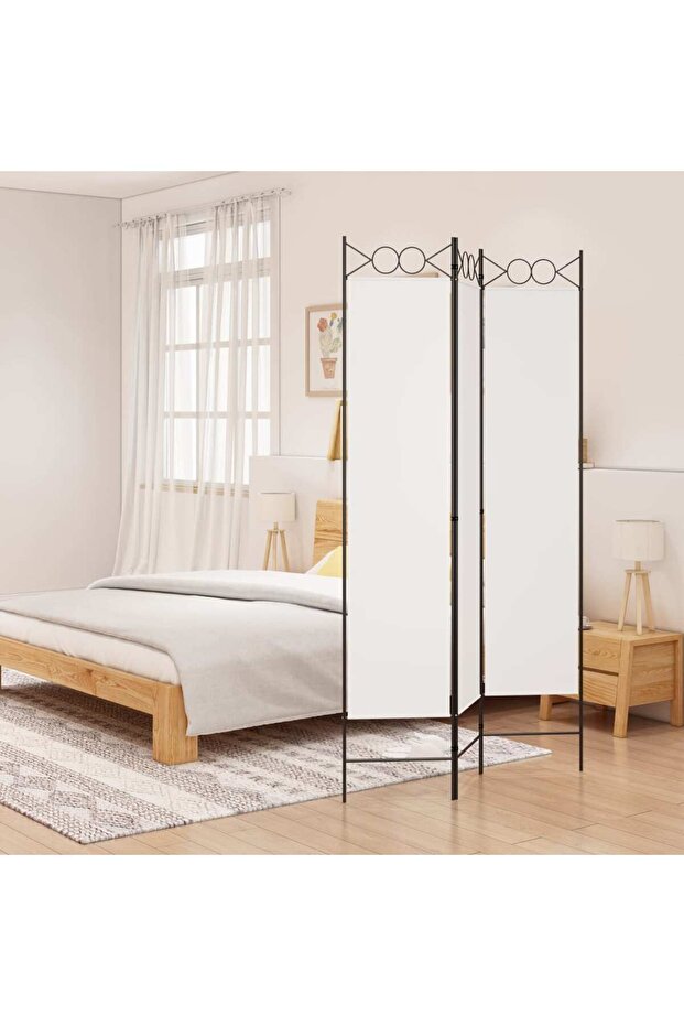 3-Panel Room Divider White 120x200 cm Fabric