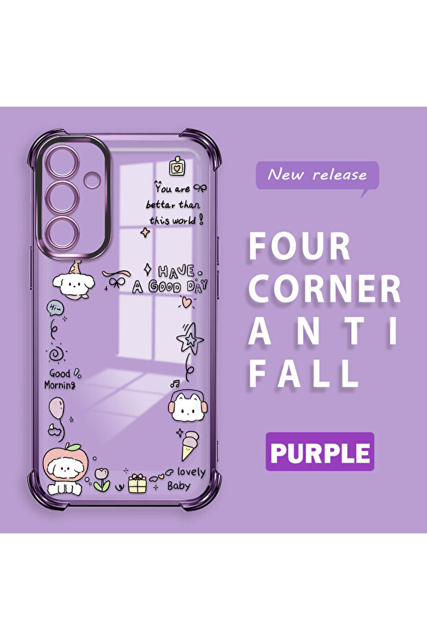 Samsung Galaxy A15 Compatible Transparent Silicone Flutter Protective Case Creative Pattern - 1