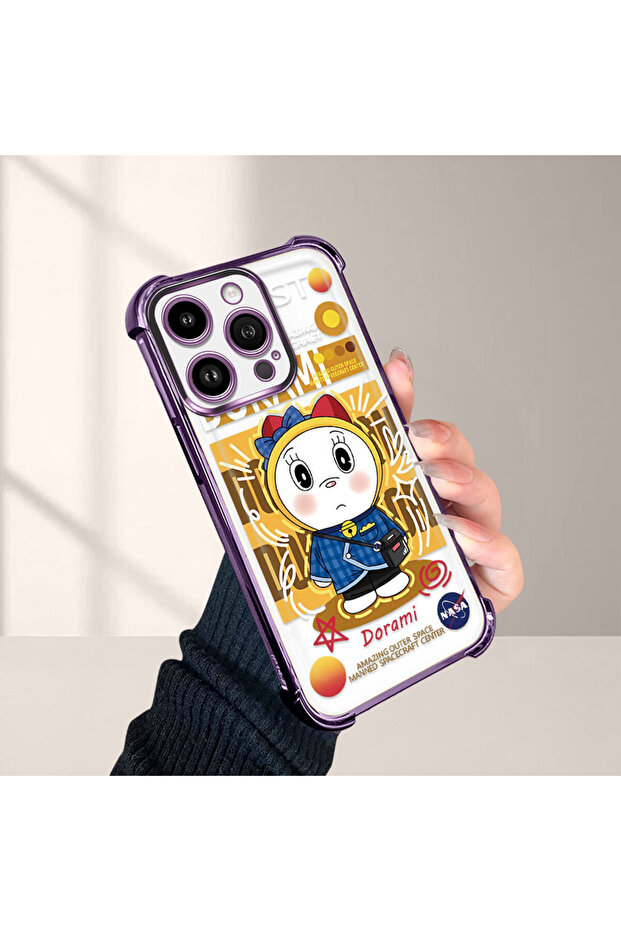 iPhone 14 Pro Compatible Transparent Silicone Flutter Protective Case Doraemon - 4