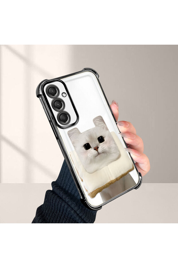 حافظة حماية من السيليكون الشفاف المتوافقة مع هاتف سامسونج جالاكسي A24 بنمط القطط - 4