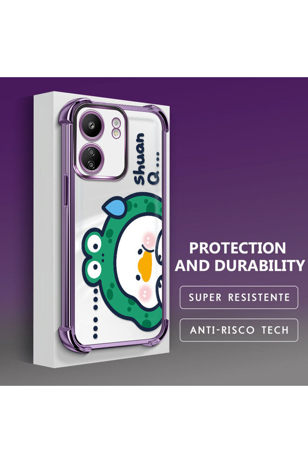 حافظة حماية من السيليكون الشفاف المتوافقة مع Poco C65، كرتون لطيف - 4