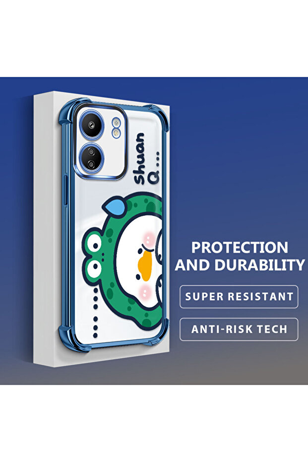 حافظة حماية من السيليكون الشفاف المتوافقة مع Poco C65، كرتون لطيف - 4