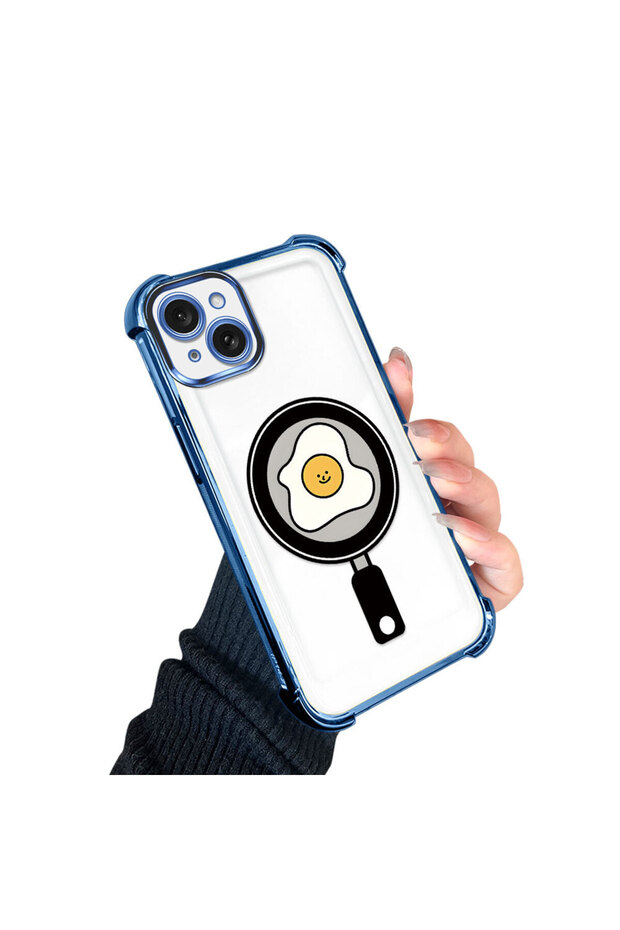 iPhone 15 Plus Compatible Transparent Silicone Flutter Protective Case with Pan Pattern - 3