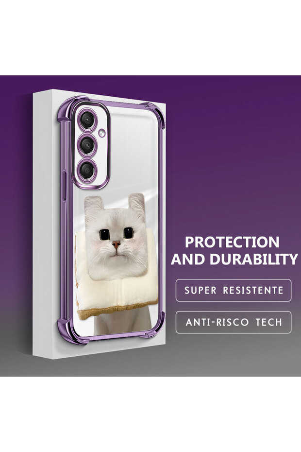 حافظة حماية من السيليكون الشفاف المتوافقة مع هاتف سامسونج جالاكسي A24 بنمط القطط - 3