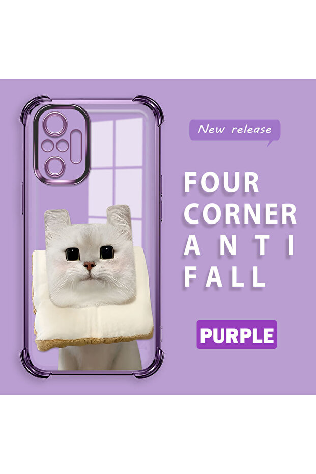 Redmi Note 10 Pro Compatible Transparent Silicone Flutter Protective Case with Cat Pattern - 1