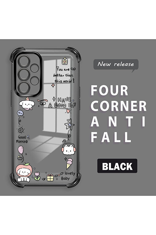 Samsung Galaxy A32 Compatible Transparent Silicone Flutter Protective Case Creative Pattern - 1