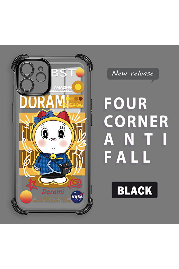 حافظة حماية من السيليكون الشفاف المتوافقة مع هاتف iPhone 12 من Doraemon - 1