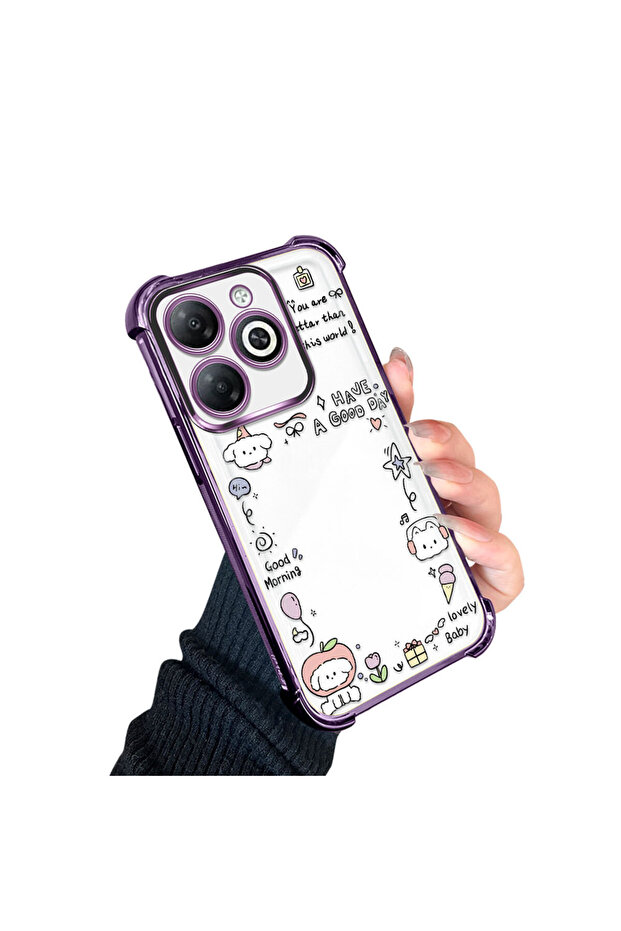 Tecno Spark 20/20C Compatible Transparent Silicone Flutter Protective Case Creative Pattern - 2