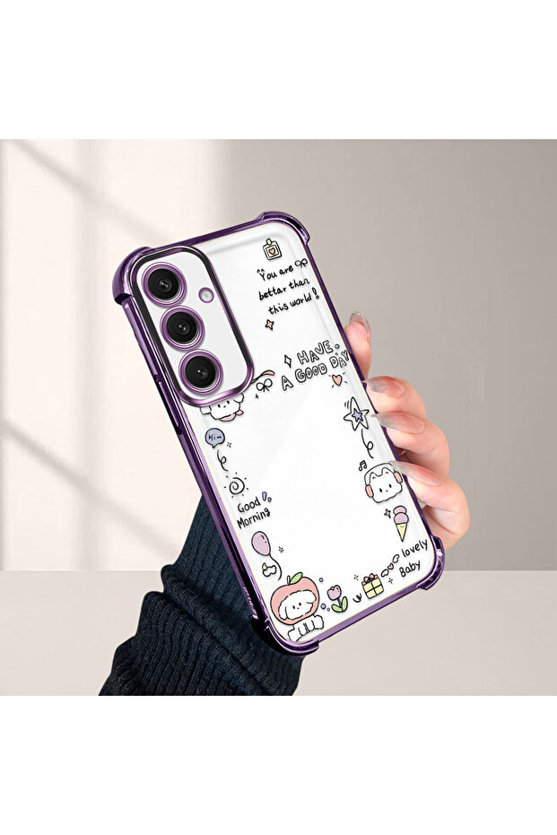 Samsung Galaxy S24 Plus Compatible Transparent Silicone Flutter Protective Case Creative Pattern - 4