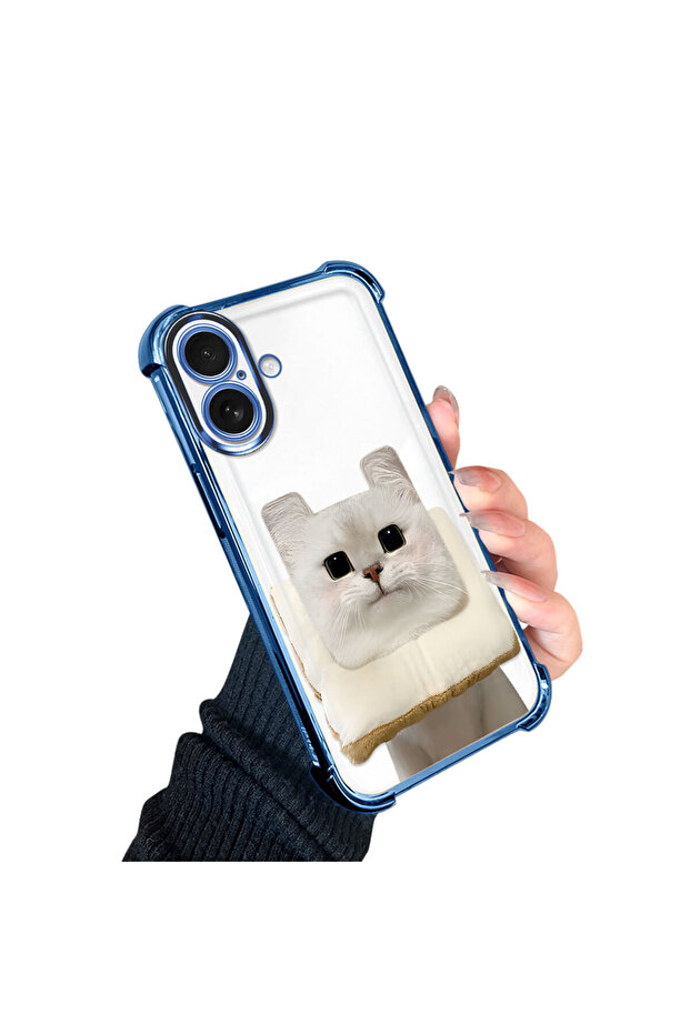 iPhone 16 Compatible Transparent Silicone Flutter Protective Case with Cat Pattern - 2