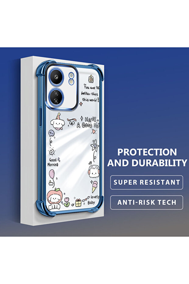 Redmi 13C Compatible Transparent Silicone Flutter Protective Case Creative Pattern - 3