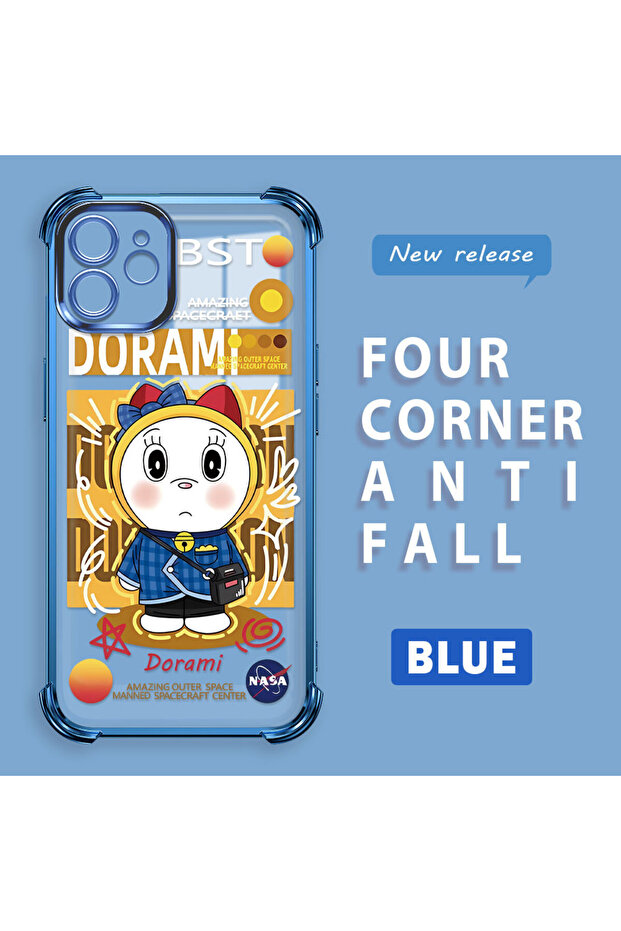 iPhone 12 Compatible Transparent Silicone Flutter Protective Case Doraemon - 1