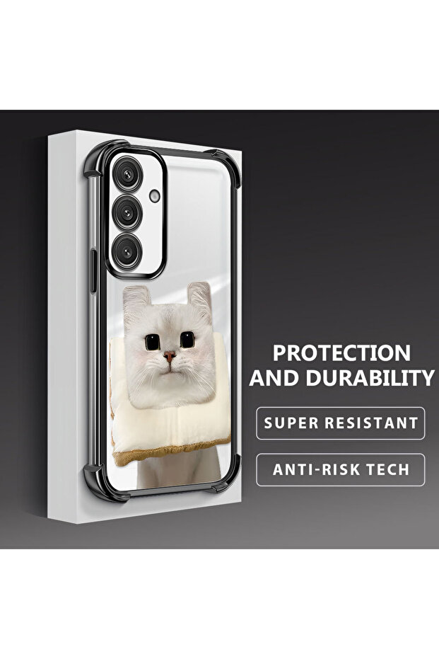 Samsung Galaxy S24 Compatible Transparent Silicone Flutter Protective Case with Cat Pattern - 3