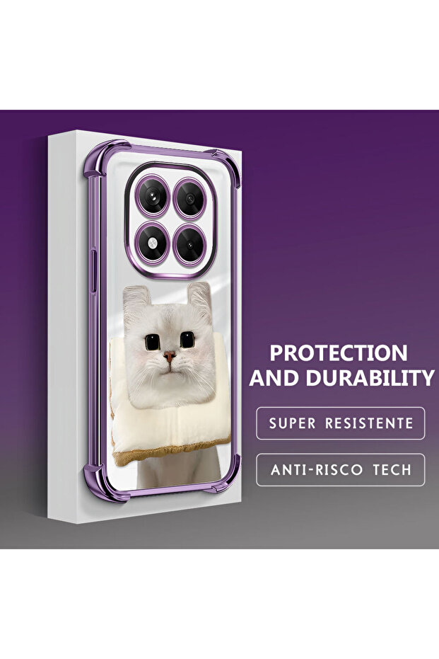 Redmi Note 14 Pro 4g Compatible Transparent Silicone Flutter Protective Case with Cat Pattern - 3