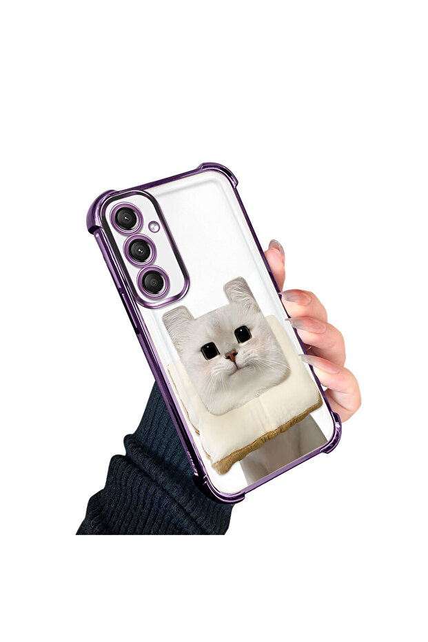 حافظة حماية من السيليكون الشفاف المتوافقة مع هاتف سامسونج جالاكسي A24 بنمط القطط - 2