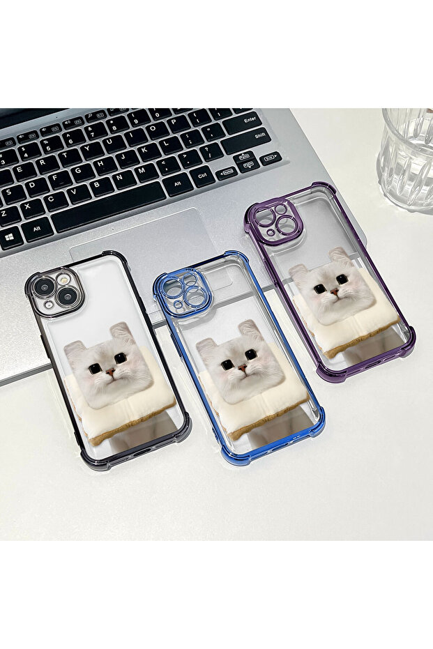 حافظة واقية من السيليكون الشفاف المتوافقة مع هاتف iPhone 14 بنمط القطط - 8