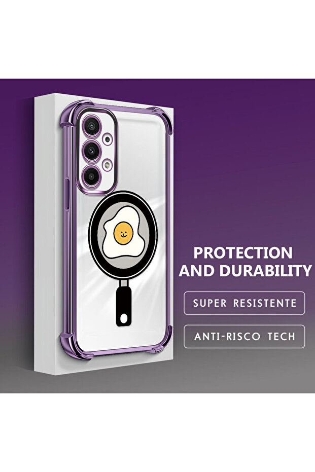 حافظة حماية من السيليكون الشفاف المتوافقة مع هاتف سامسونج جالاكسي A23 بنمط مربعات - 3