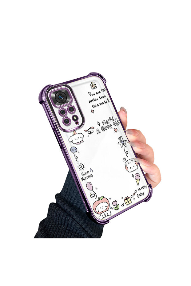 Redmi Note 11S Compatible Transparent Silicone Flutter Protective Case Creative Pattern - 3