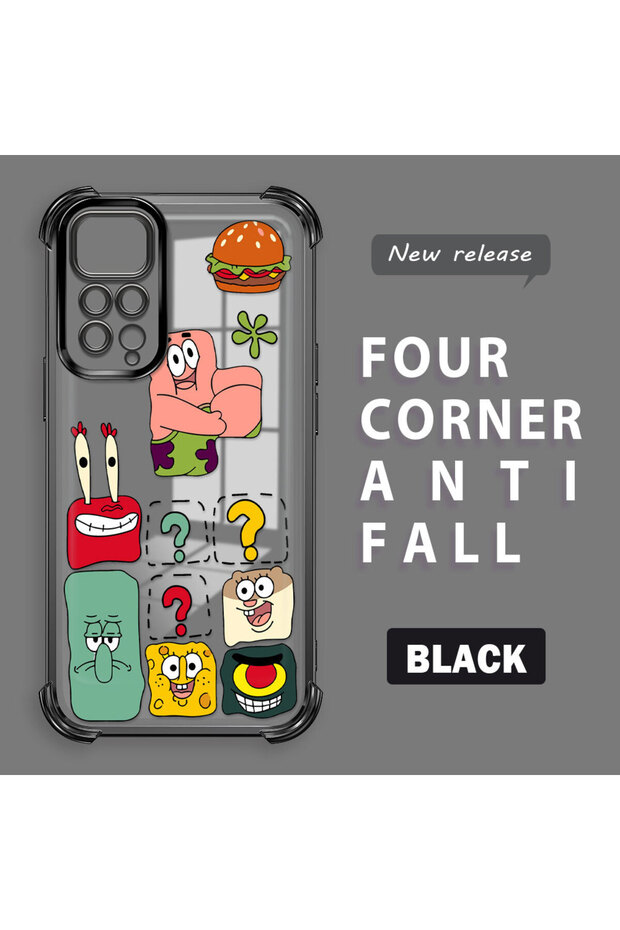 حافظة حماية من السيليكون الشفاف المتوافقة مع هاتف Redmi Note 11، سبونج بوب - 1