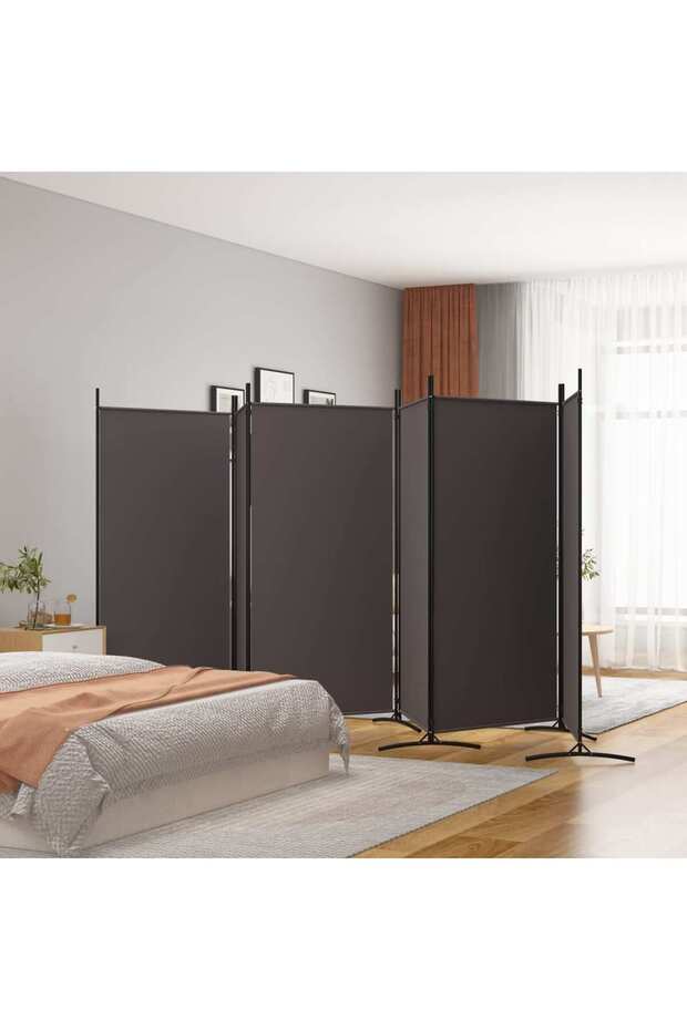 6-Panel Room Divider Brown 520x180 cm Fabric