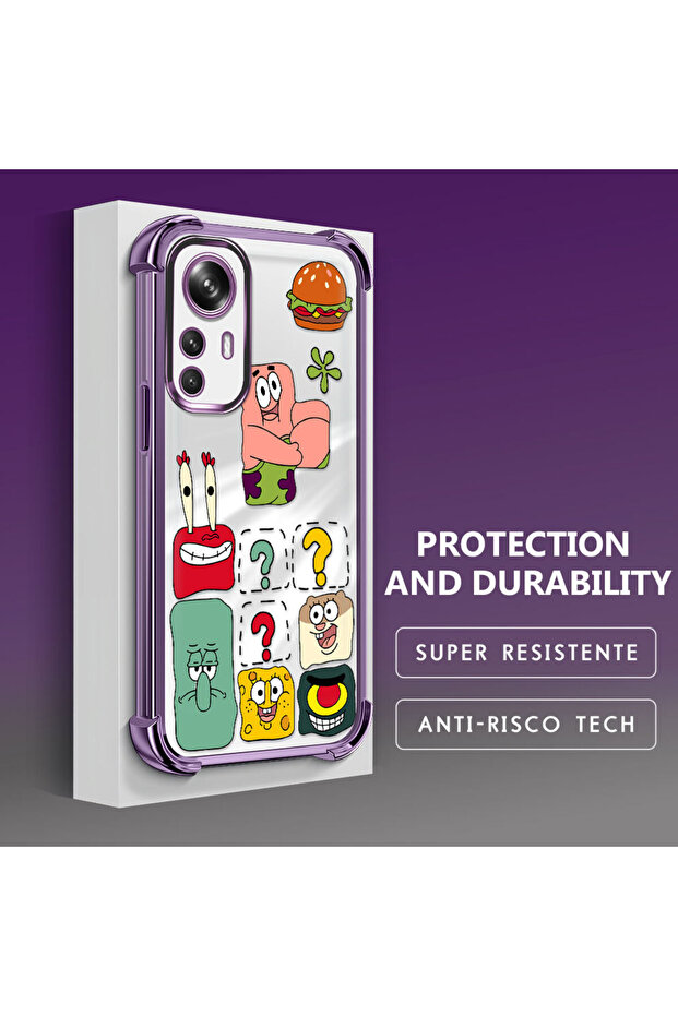 حافظة حماية من السيليكون الشفاف المتوافقة مع Mi 12T، سبونج بوب - 3