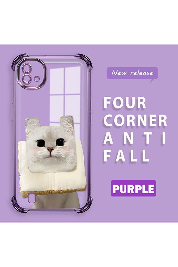 حافظة حماية من السيليكون الشفاف المتوافقة مع Realme C20/C20A بنمط القطط - 1