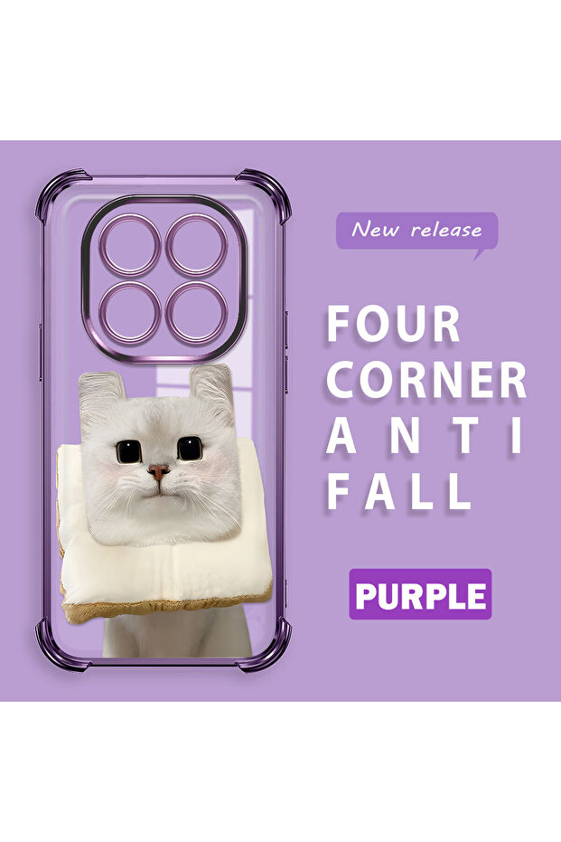 Redmi Note 14 Pro 4g Compatible Transparent Silicone Flutter Protective Case with Cat Pattern - 1