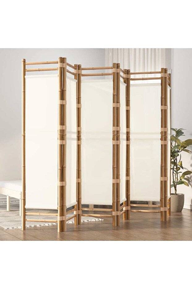 Folding 6-Panel Room Divider 240 cm Bamboo and Canvas